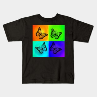 Pop Art Butterfly Inspiration, Colorful Happy Inspirational Design Home Decor, Apparel & Gifts Kids T-Shirt